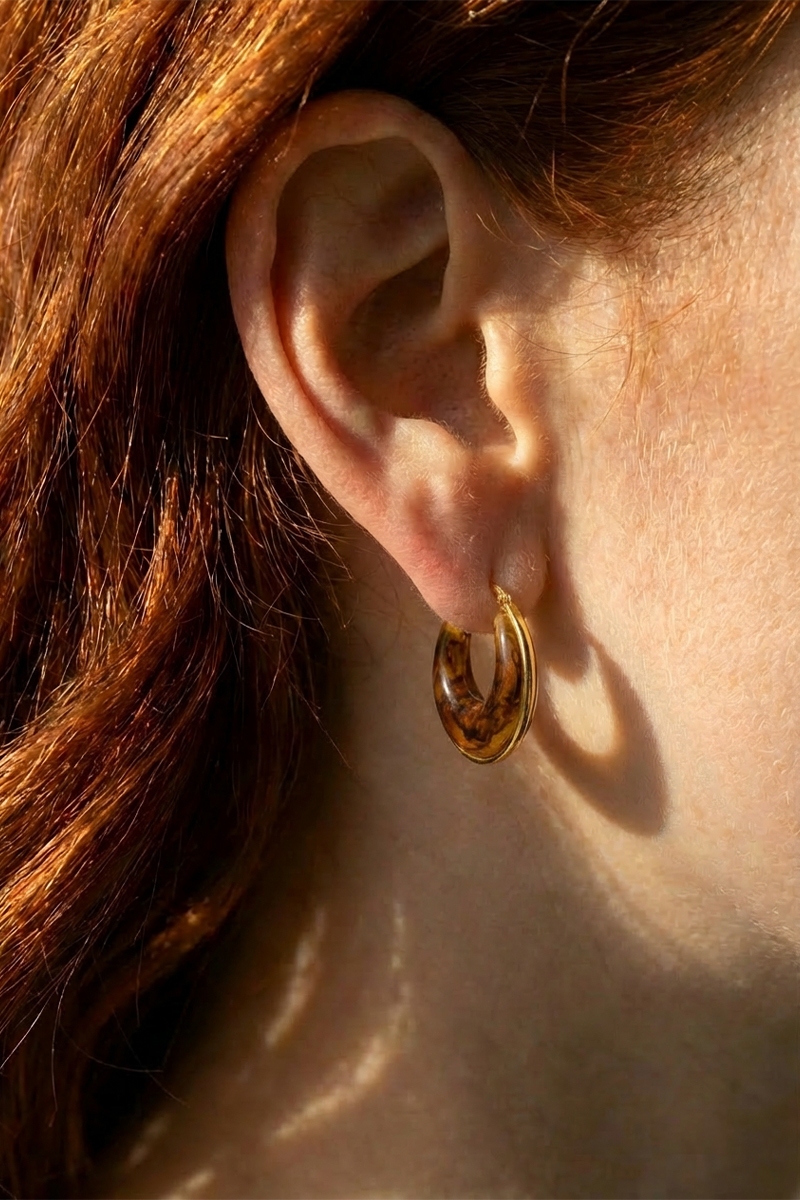 Stainless Steel Edge Graduated Acrylic Latch Hoop Earrings