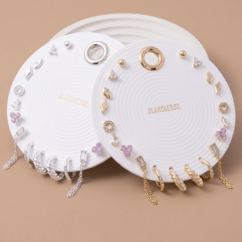 Cz Stud And Huggie Hoop Ten Pair Earring Set