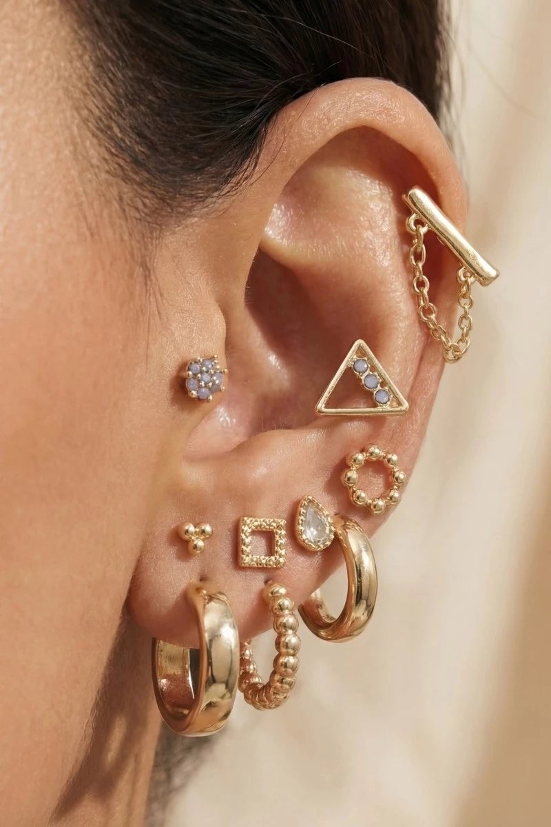 Assorted Crystal Stud And Hoop Earring Set