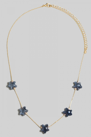 Ceramic Starfish Station Charms Chain Necklace