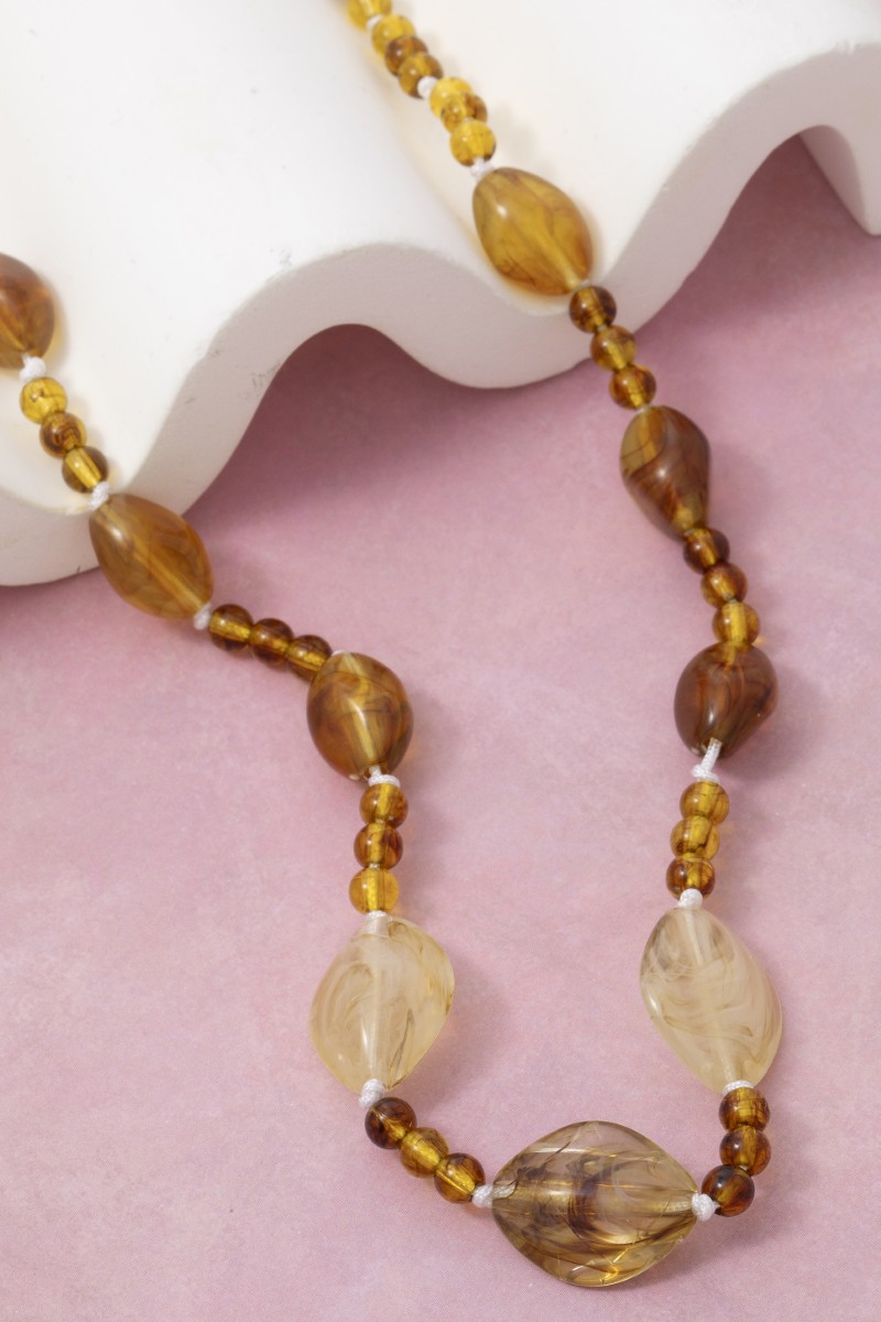 Mixed Amber Resin Beaded Necklace