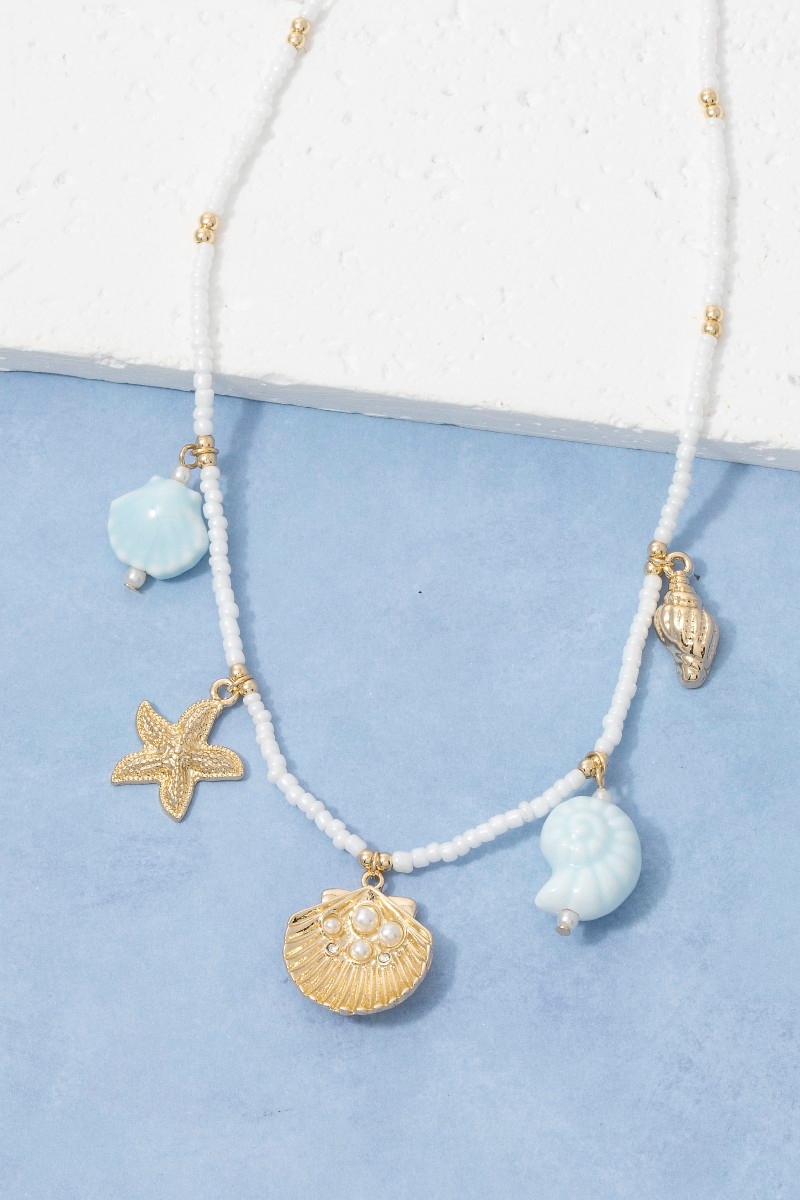 Sealife Charms Beaded Pendant Necklace