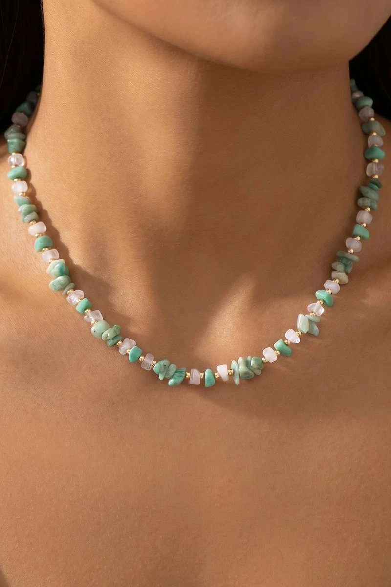 Semi Precious Stone Chip Bead Strand Necklace