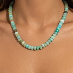 Semi Precious Stone Rondelle Bead Necklace
