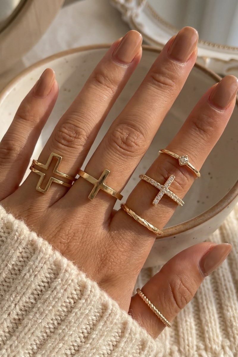 Six Piece Assorted Cross Rings Set