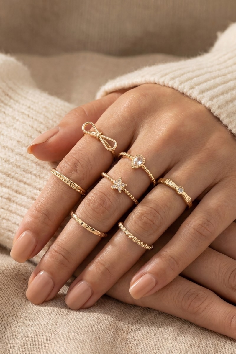 Seven Piece Assorted Rings Set