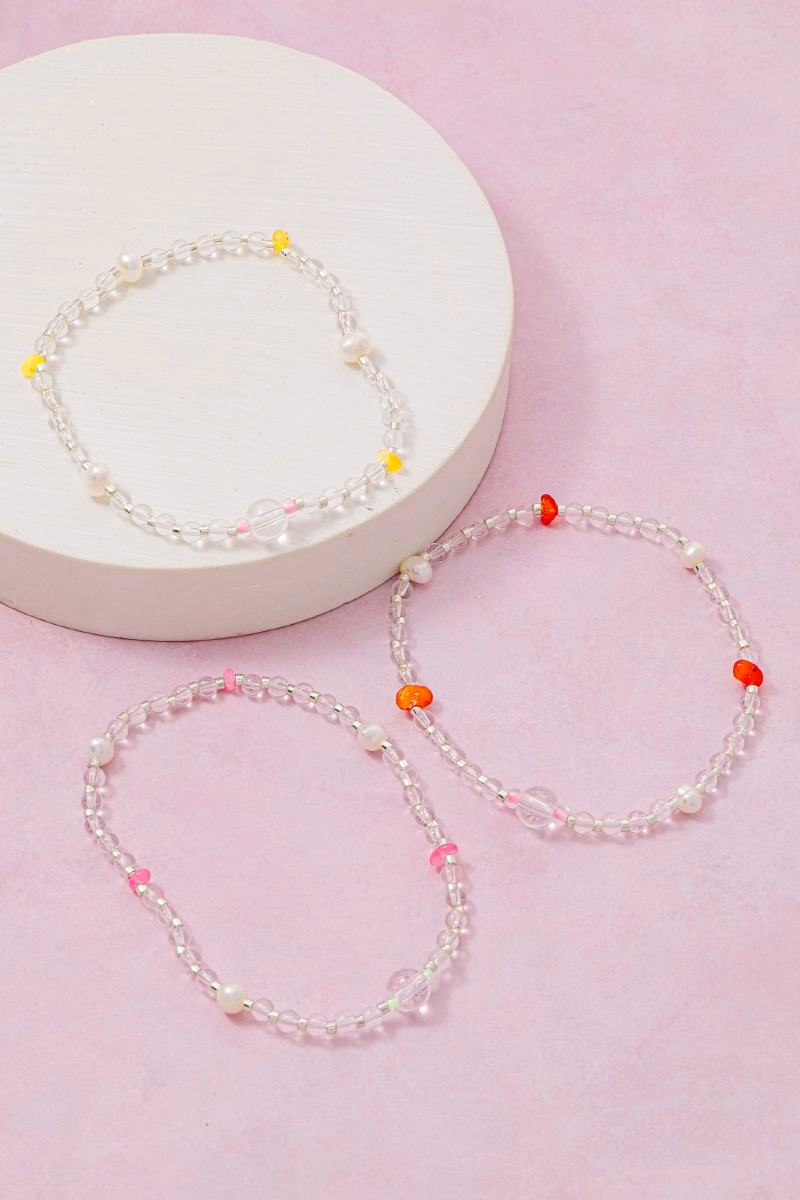 Glass Bead With Pearls Bracelet