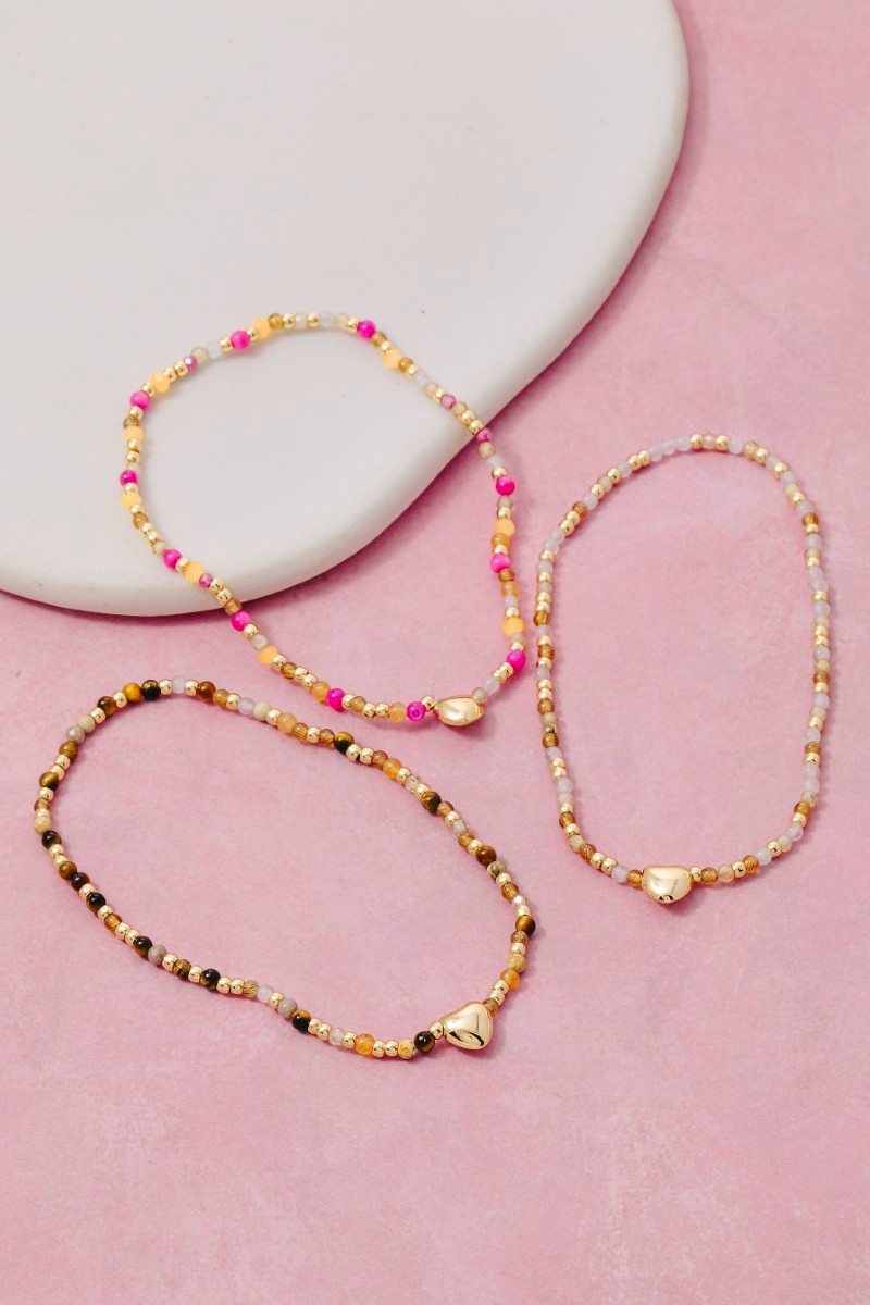 Beaded Heart Charm Bracelet