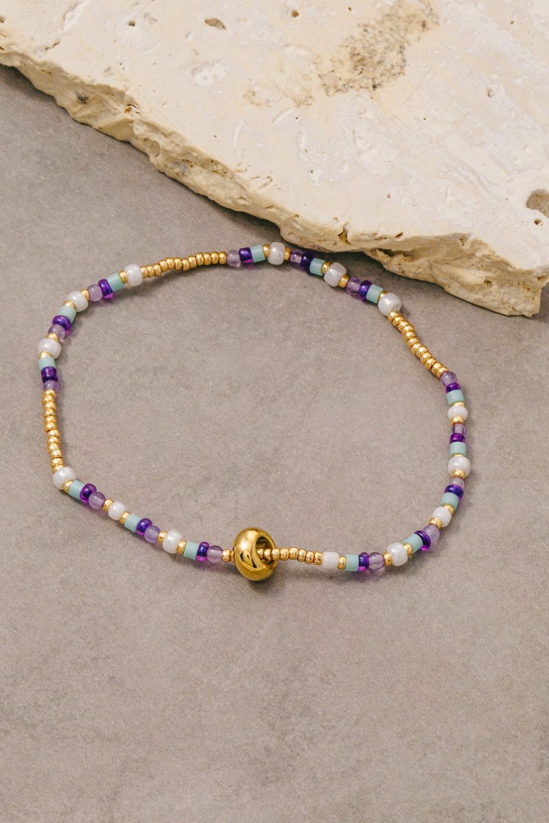 Stainless Steel With Glass Beads Bracelet