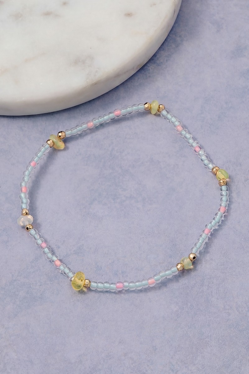 Opal Stone Glass Beads Bracelet