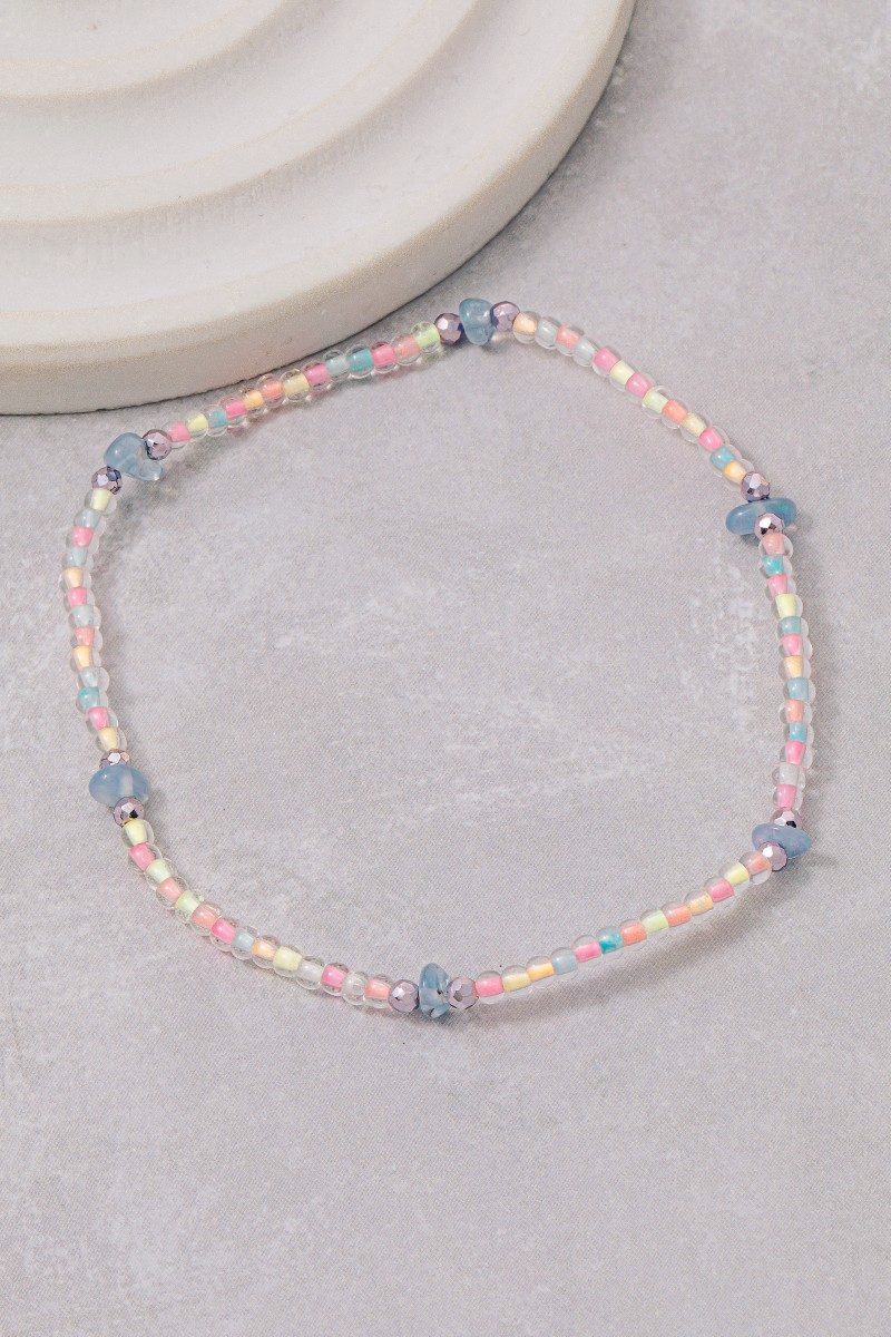 Colorful Glass Beaded Opal Stone Bracelet