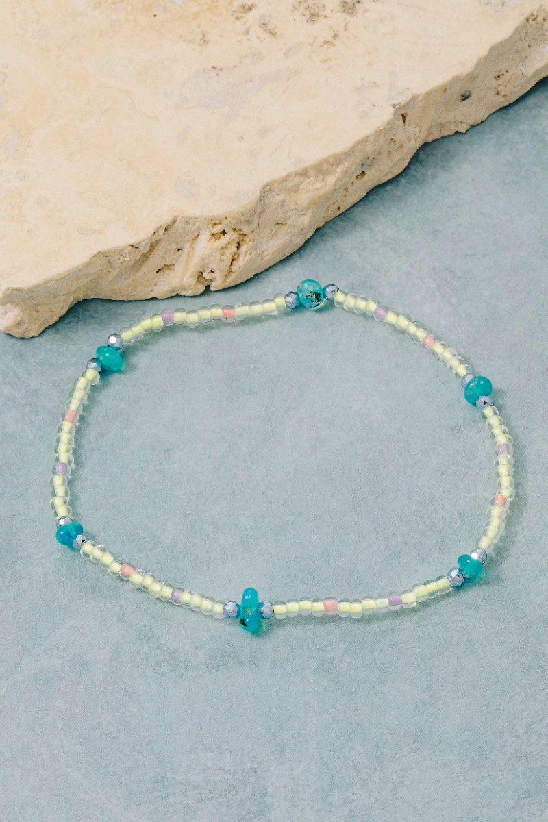 Clear Glass Beads With Opal Bracelet