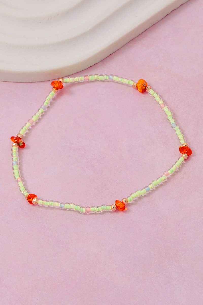 Assorted Glass Beads With Opal Stone Bracelet