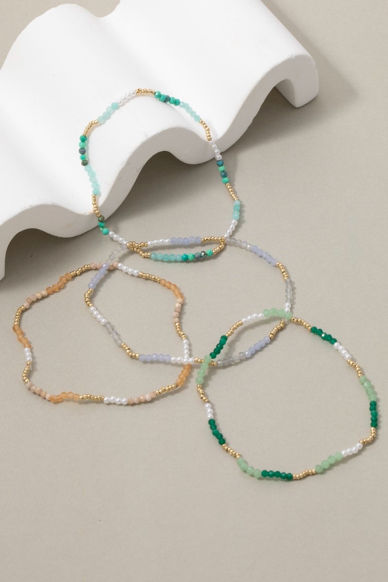 Mixed Beaded Pattern Elastic Bracelet