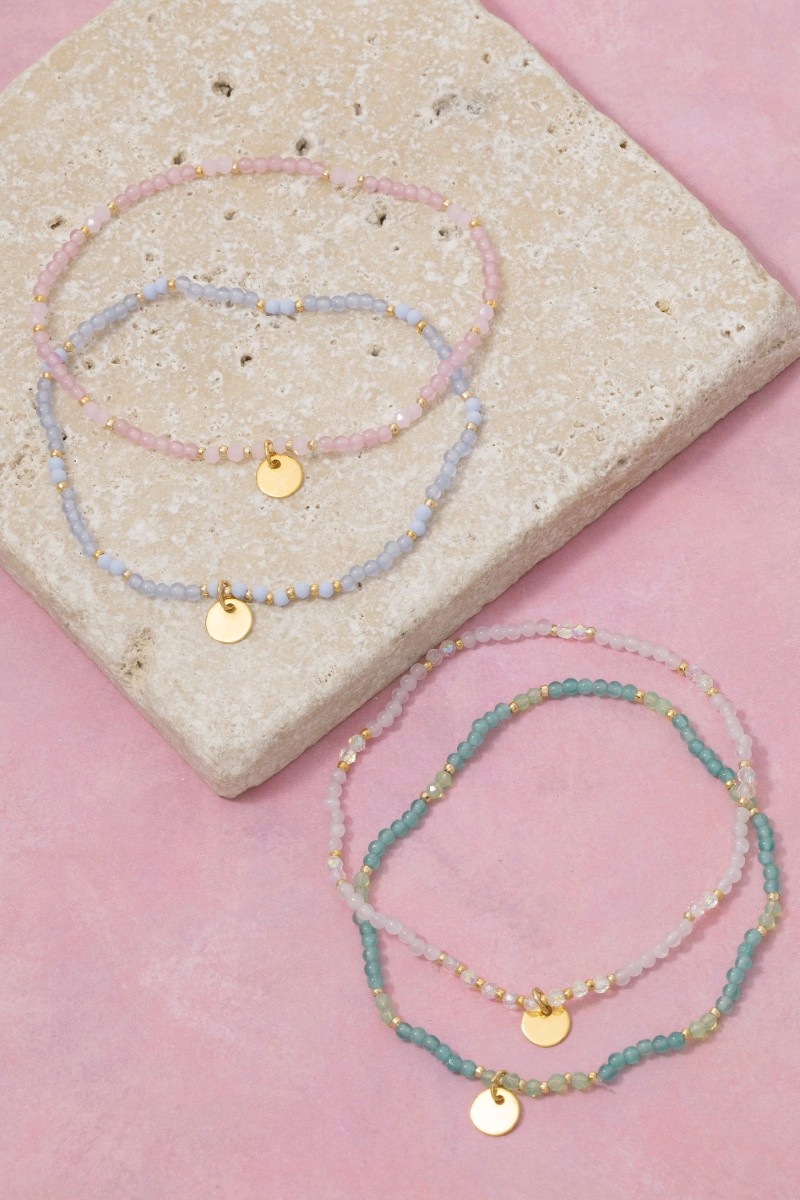 Mini Coin Charm Mixed Beaded Bracelet