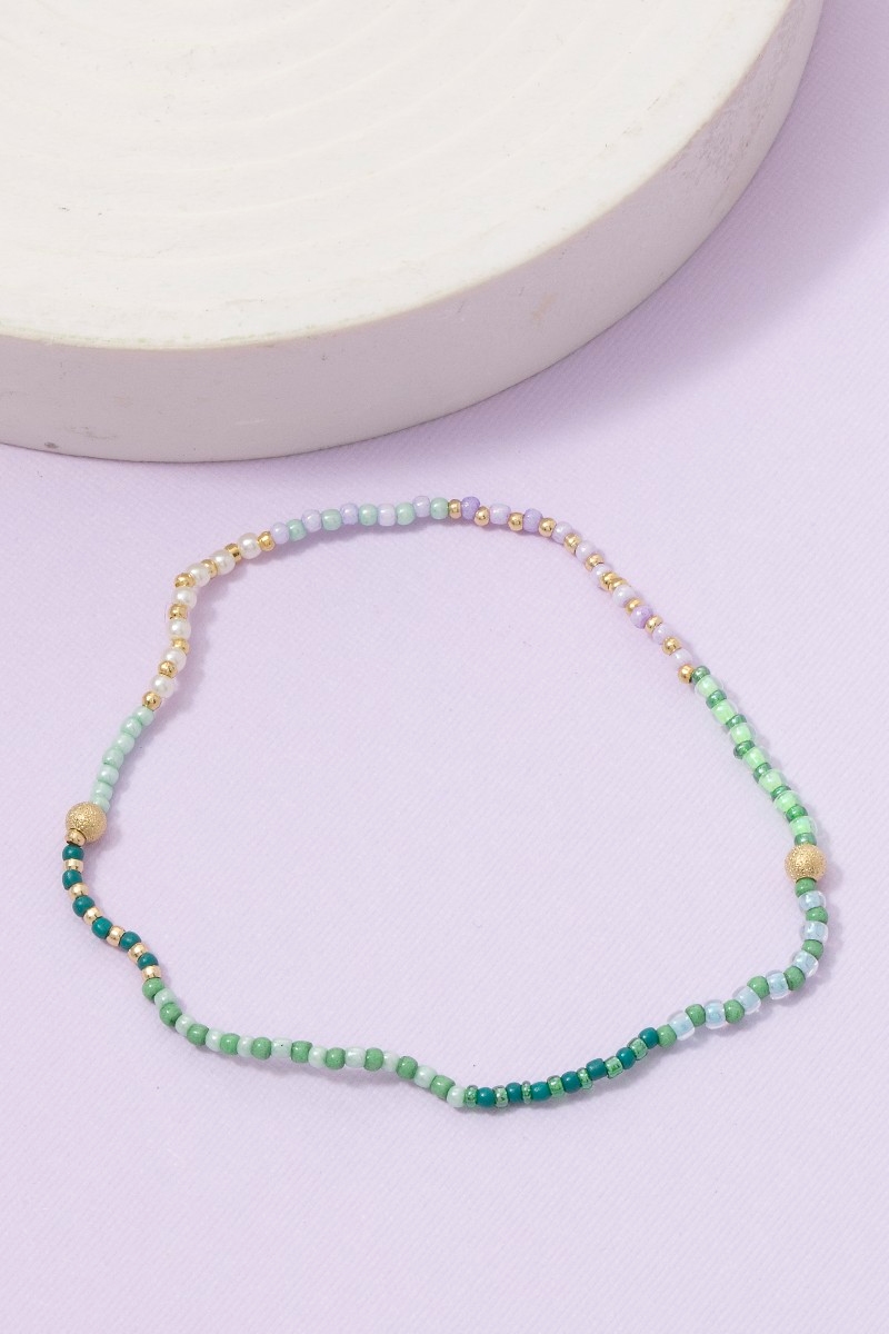 Green Tones Mini Beaded Bracelet