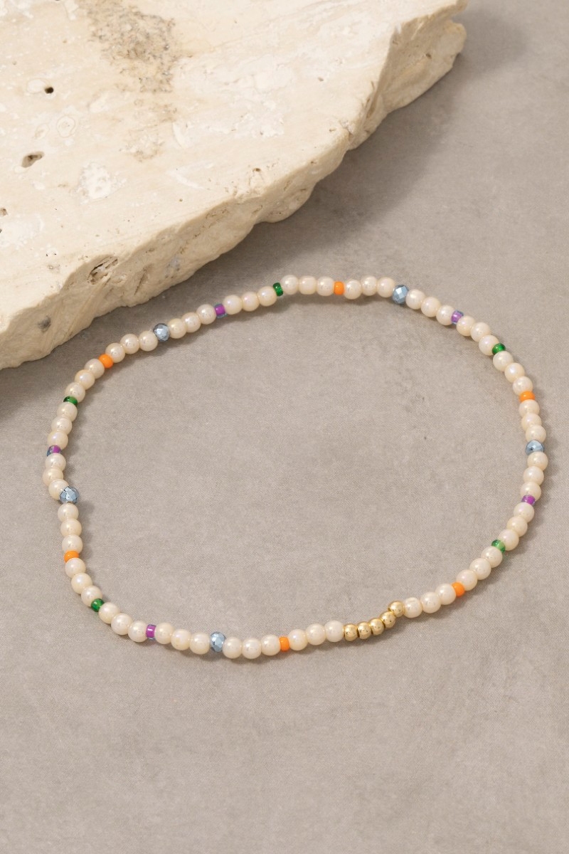 Pearl Multi Color Bead Stretch Bracelet