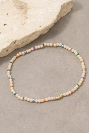 Pearl Multi Color Bead Stretch Bracelet