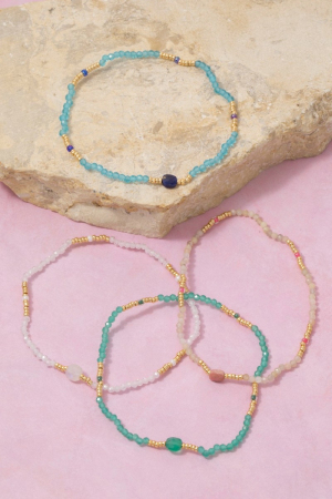 Crystal Gold Bead Stretch Bracelet