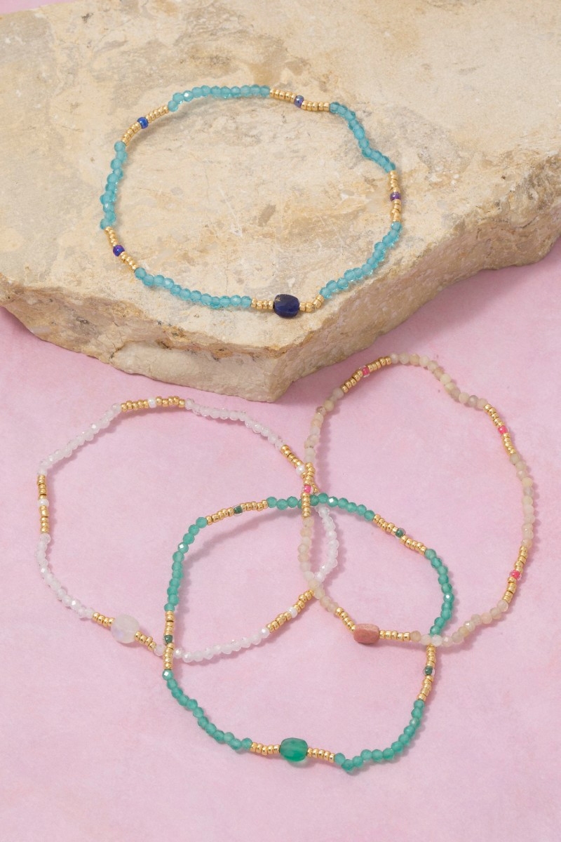 Crystal Gold Bead Stretch Bracelet