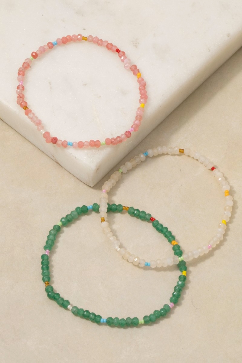 Faceted Gemstone Bead Stretch Bracelet