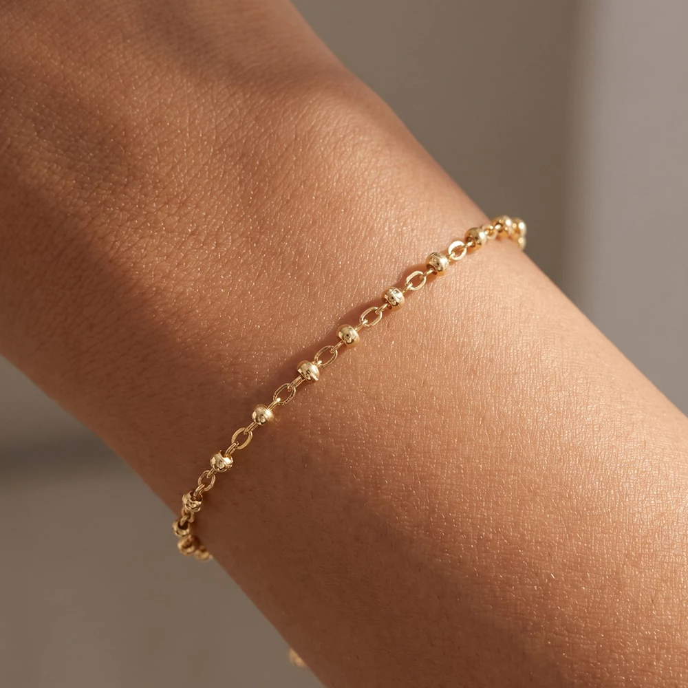 Satellite Bead Station Chain Bracelet