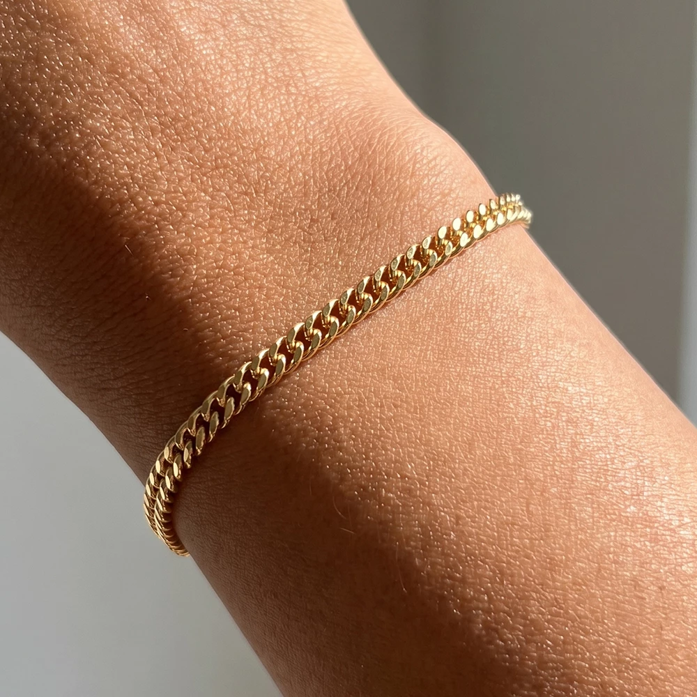 Polished Flat Curb Link Chain Bracelet