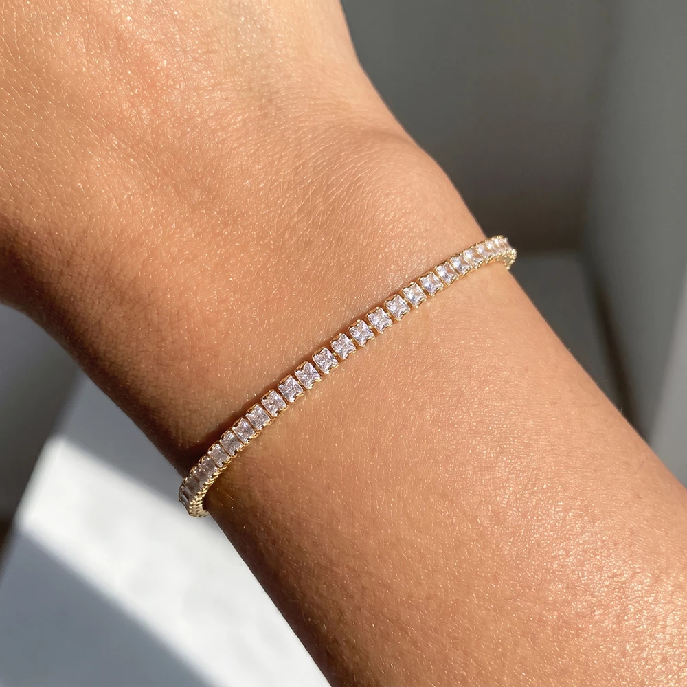 Vertical Baguette Cz Row Slider Bracelet