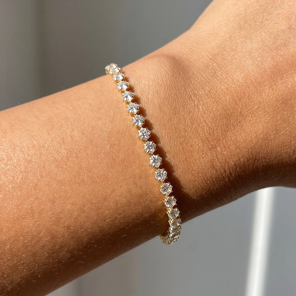Round Cz Station Row Slider Bracelet