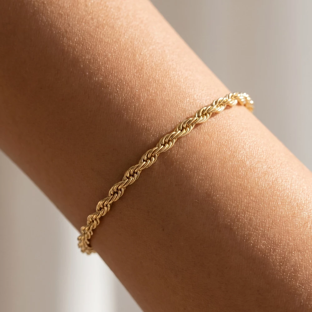 Twisted Rope Chain Bracelet With Extender