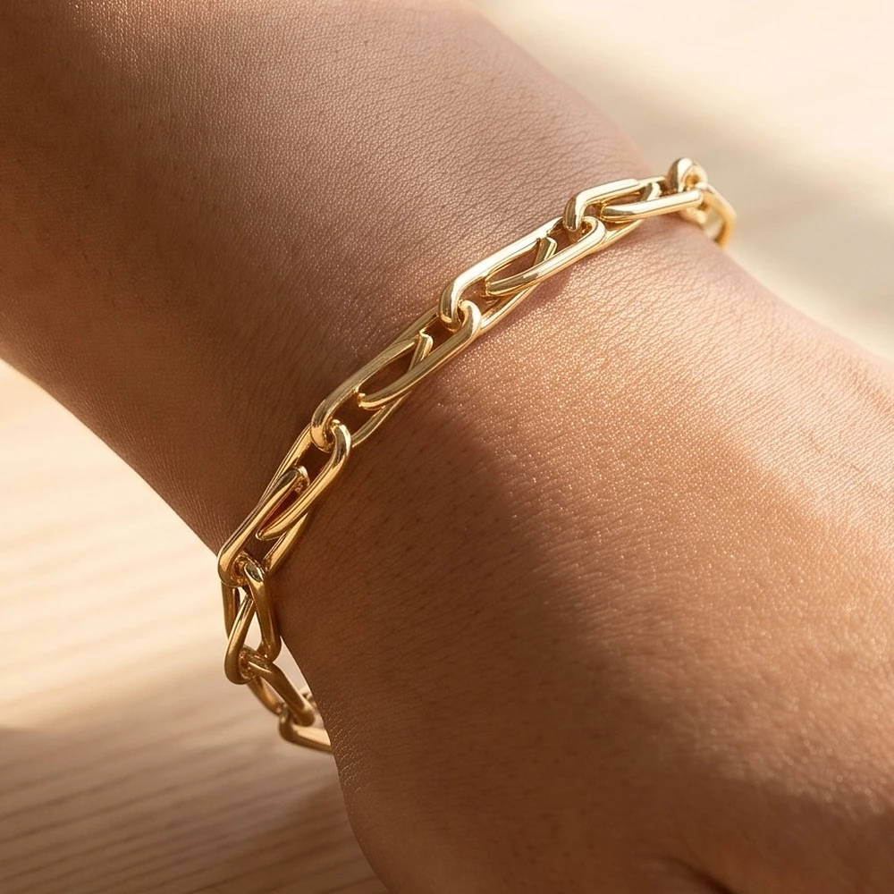 Elongated Paperclip Link Chain Bracelet