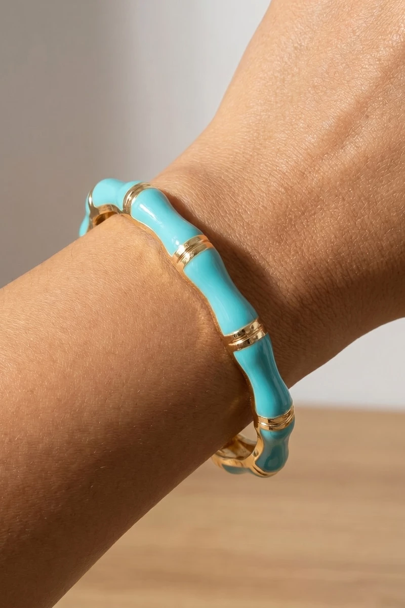 Enamel Bamboo Hinge Bangle Bracelet
