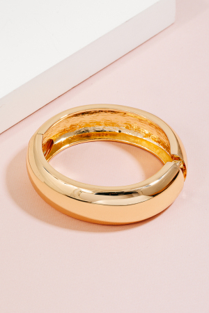Wide Beveled Hinge Bangle Bracelet
