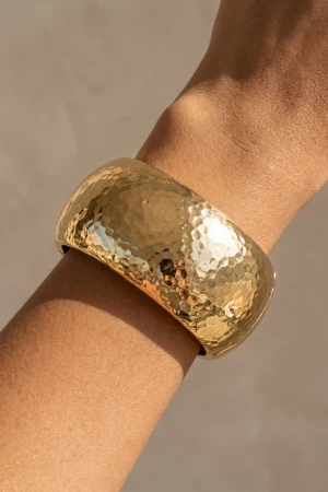 Hammered Dome Statement Bangle Bracelet