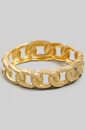 Solid Metallic Chain Hinge Bangle Bracelet
