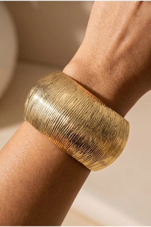 Reeded Dome Statement Bangle Bracelet