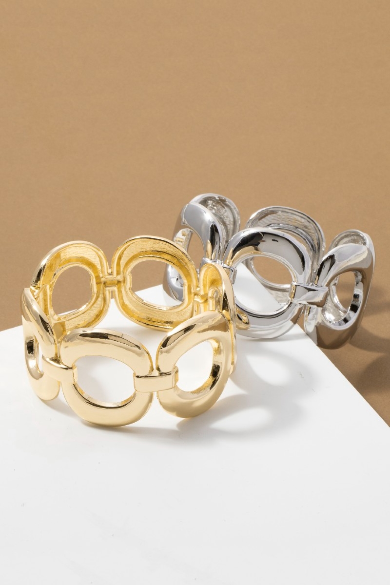 Gold Dipped Large Solid Hoop Hinge Bangle Bracelet