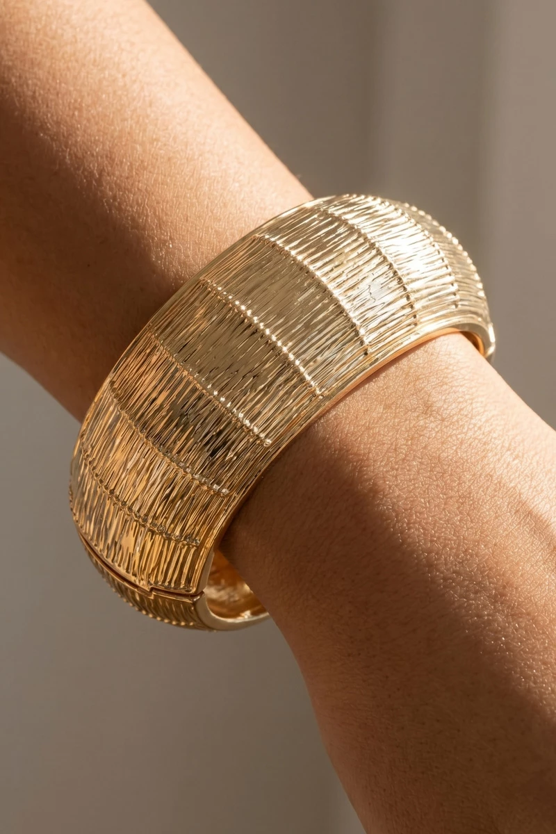Woven Dome Statement Bangle Bracelet