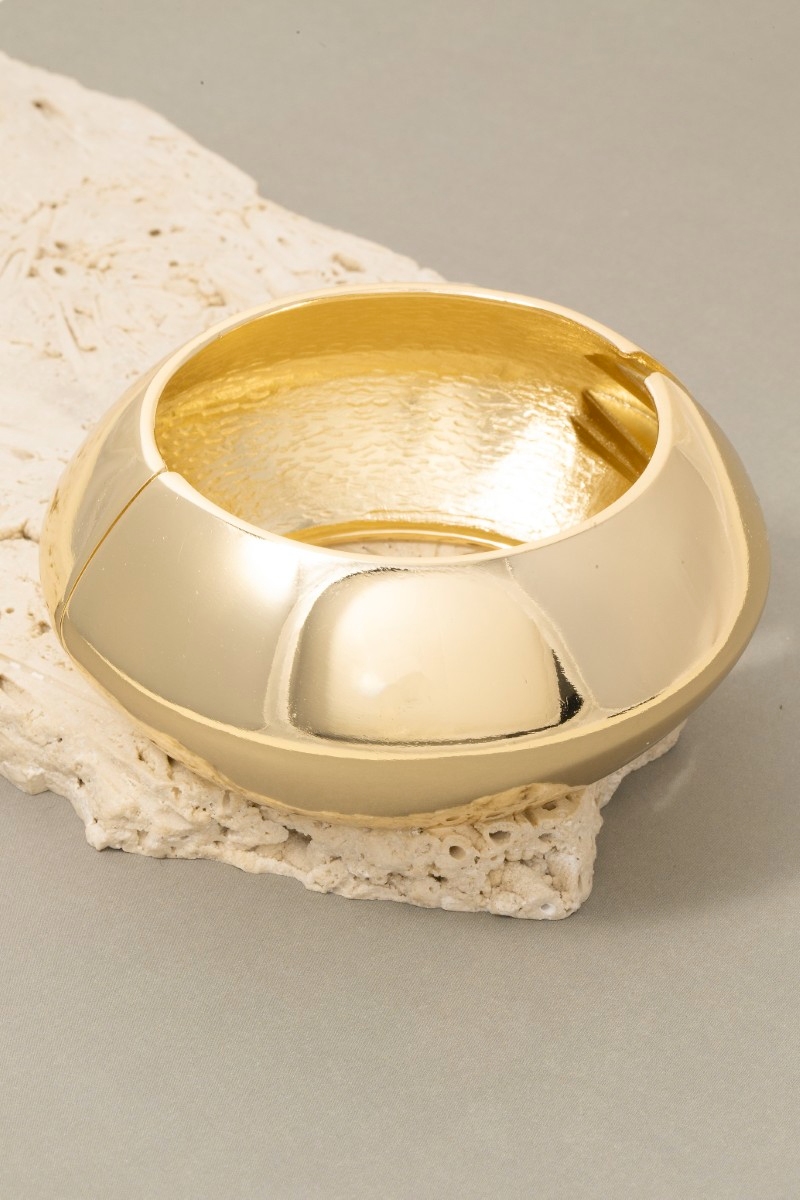 Chunky Puffy Dome Hinged Bangle Bracelet
