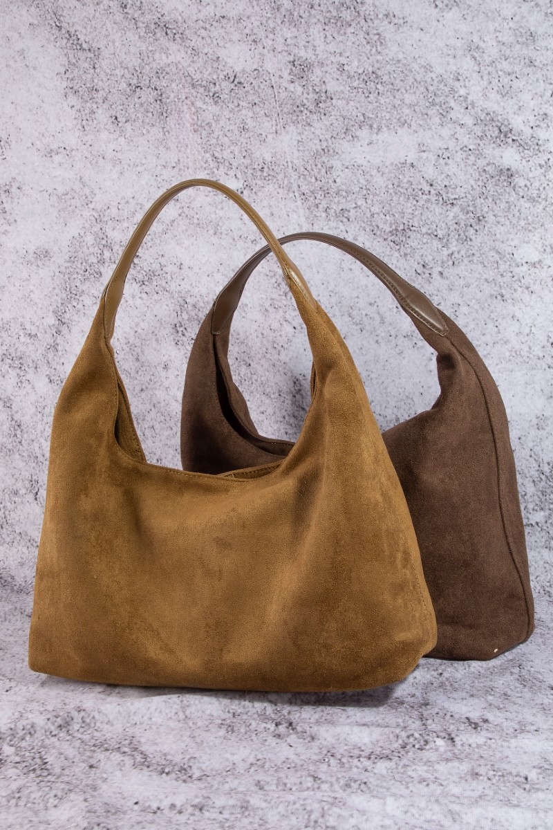 Large Minimalist Suede Hobo Shoulder Bag