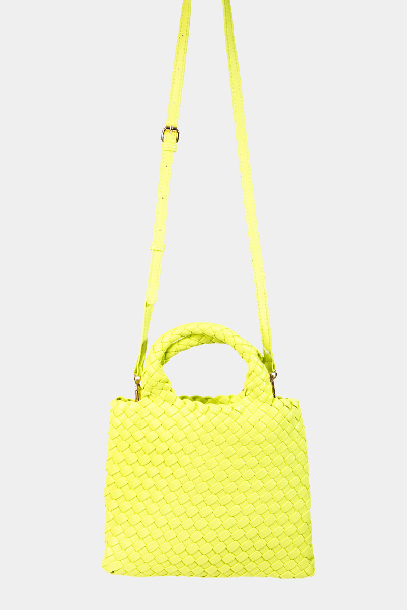 Braided Faux Leather Square Bag