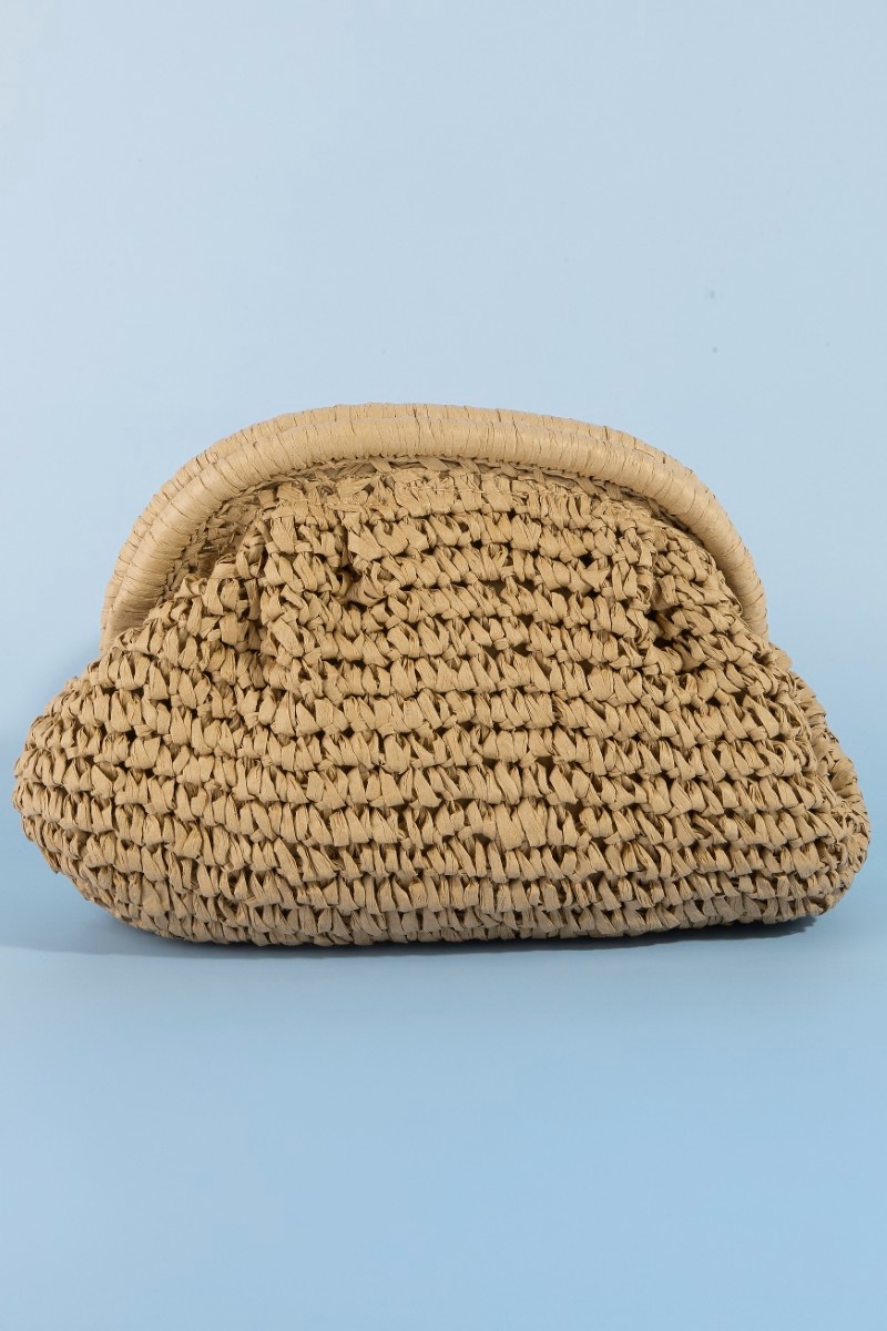 Woven Raffia Frame Shoulder Bag