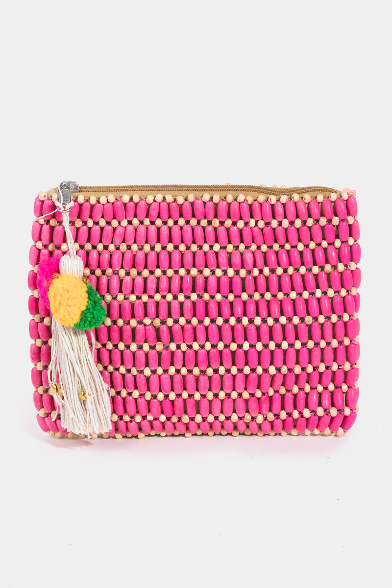 Wooden Beaded Rectangle Bag