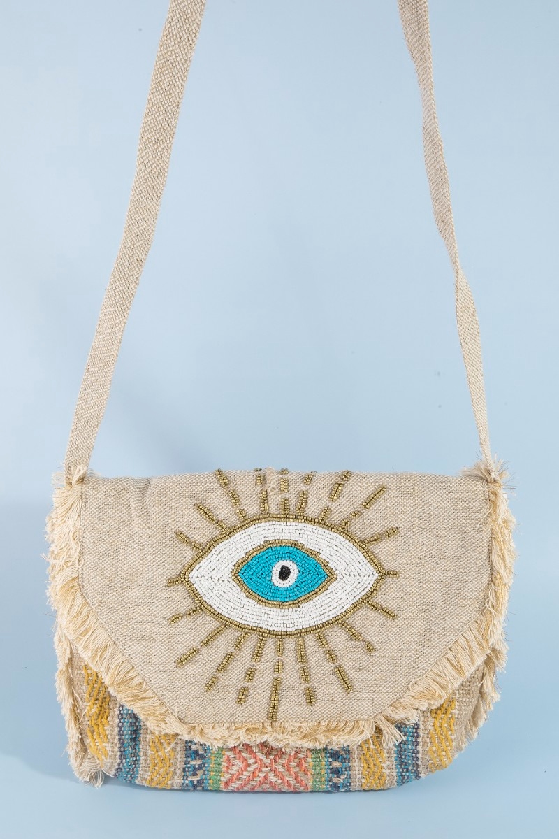 Evil Eye Beaded Crossbody Bag