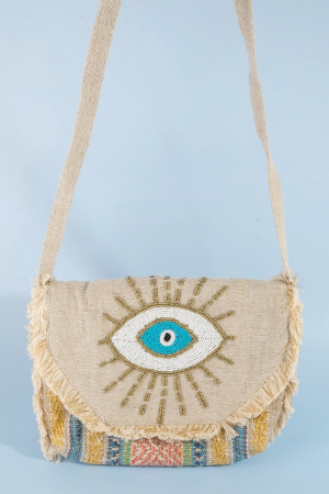 Evil Eye Beaded Crossbody Bag