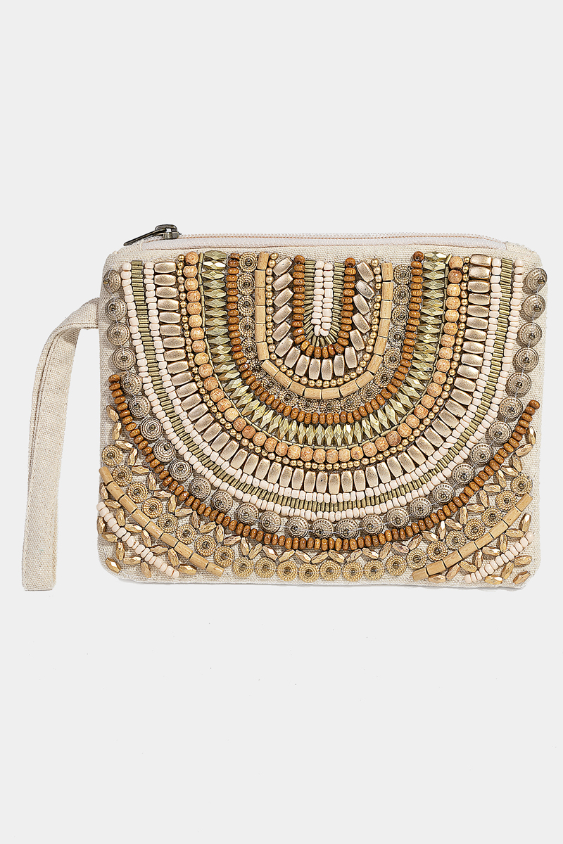 Boho Assorted Beaded Pattern Cosmetic Bag