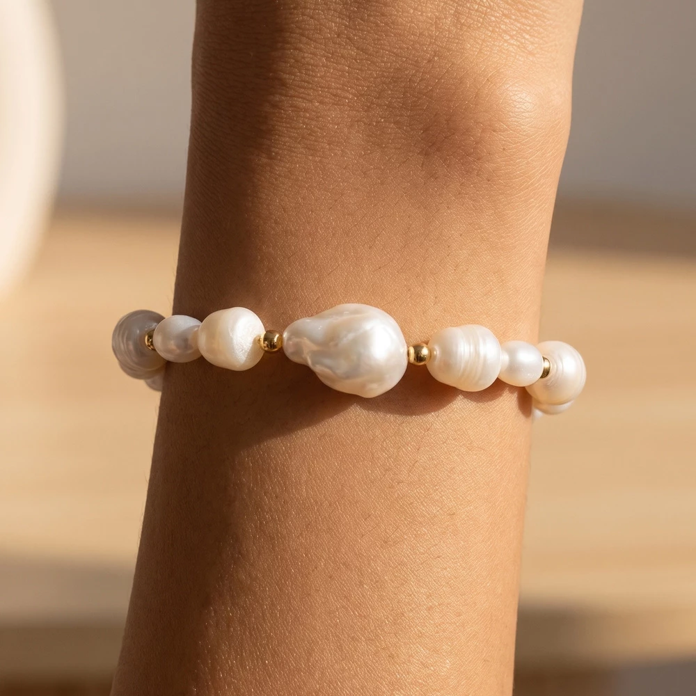 Baroque Freshwater Pearl Beaded Bracelet
