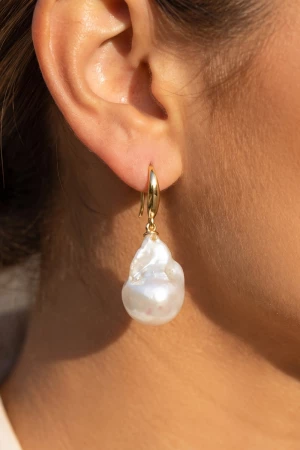 18K Gold Dipped Baroque Pearl Drop Earrings