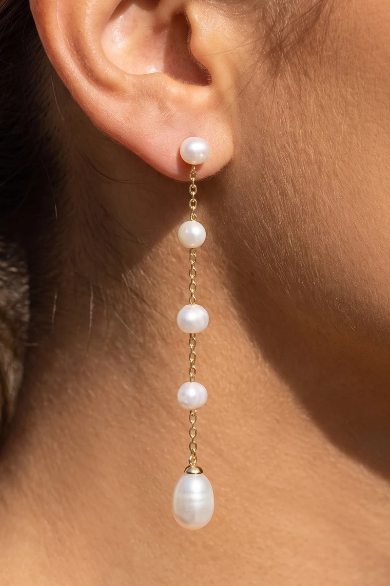 18K Gold Dipped Pearl Cascade Drop Earrings
