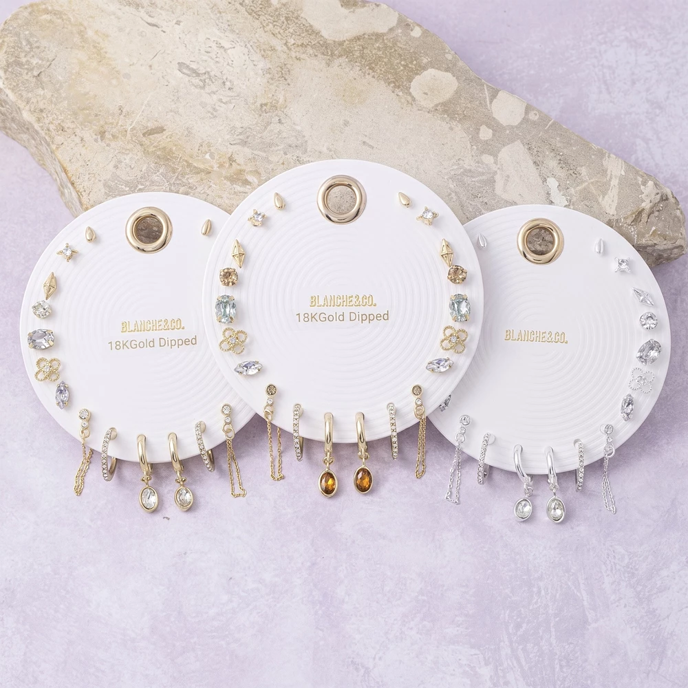 18K Gold Dipped Multi Stone Ten Pair Earrings Set